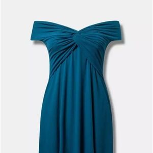 Torrid Off-Shoulder Teal Midi Dress